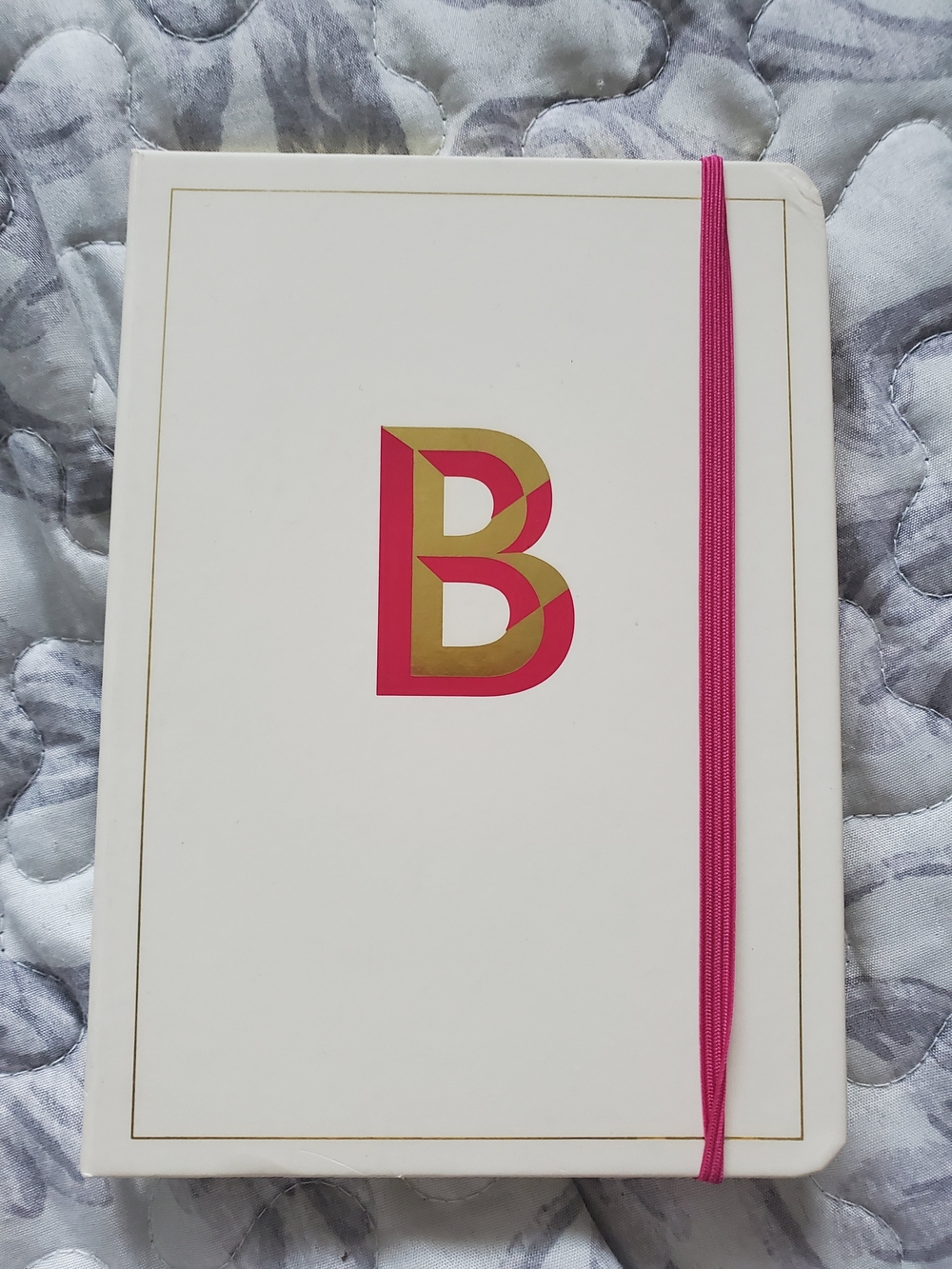 Opalhouse White Hardcover Notebook with Gold and Pink 'B'